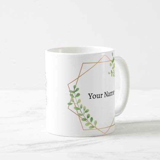 エレガントフローラグレイ名前をカスタムする コーヒーマグカップ (正面右)