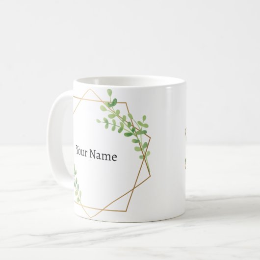 エレガントフローラグレイ名前をカスタムする コーヒーマグカップ (正面左)