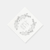 エレガントフローラグレーウェディングレセプションカクテル スタンダードカクテルナプキン (角)