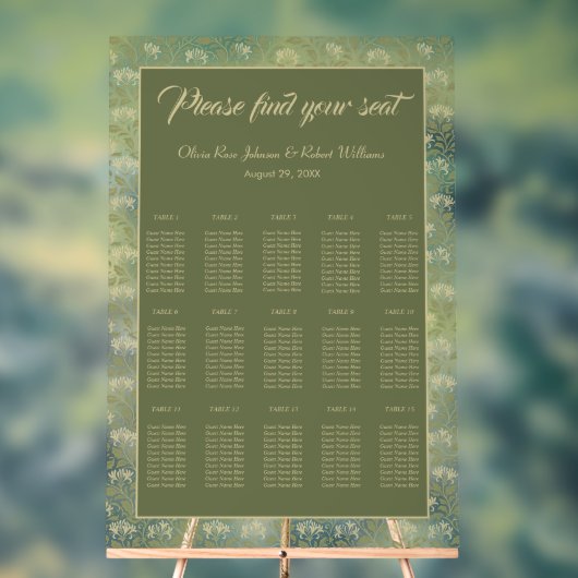 エレガントフローラグ結婚リーンの座席表 アクリルサイン (ニュートラル)