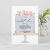 エレガントフローラケーキ仮想シャワー招待状 (スタンド正面)