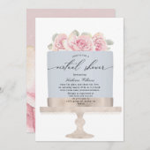 エレガントフローラケーキ仮想シャワー招待状 (正面/裏面)