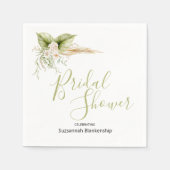 エレガントフローラコーナーブライダルシャワーテンプレート スタンダードカクテルナプキン (正面)