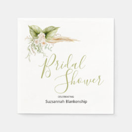 エレガントフローラコーナーブライダルシャワーテンプレート スタンダードカクテルナプキン