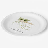 エレガントフローラコーナーブライダルシャワーテンプレート ペーパープレート (アングル)