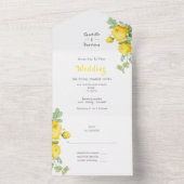 エレガントフローラサニーイエローロ結婚ーズズオールインO オールインワン招待状 (内側)