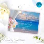 エレガントフローラサマーサンセット海ビーチ結婚式 招待状