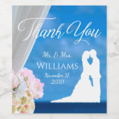 エレガントフローラサマービーチ結婚式ありがとう ワインラベル (シングルラベル)