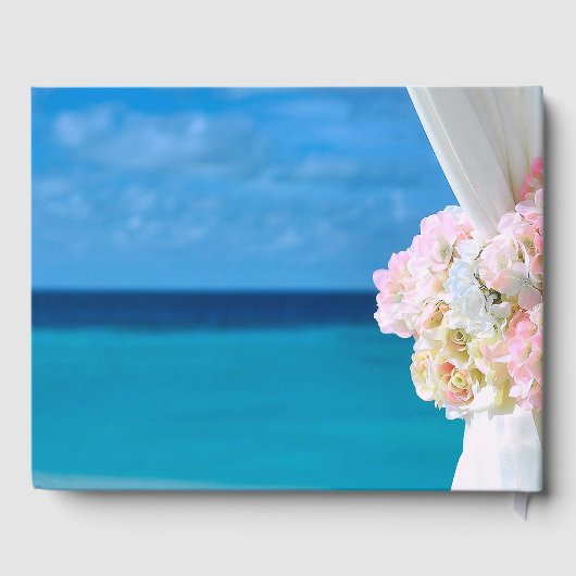 エレガントフローラサマーブルー海ビーチ結婚式 ゲストブック (裏面)