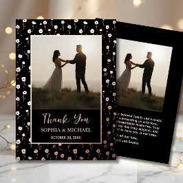 エレガントフローラサンキューカード編集可能テンプレート 箔シーズンカード