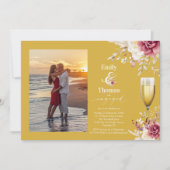 エレガントフローラシャンパ結婚ガンガラス婚約 招待状 (正面)