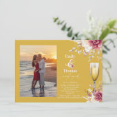 エレガントフローラシャンパ結婚ガンガラス婚約 招待状 (スタンド正面)