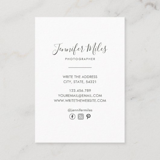 エレガントフローラシンプルミニマル写真 名刺 (裏面)