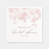 エレガントフローラスクリプトピンクブライダルシャワー スタンダードカクテルナプキン (正面)
