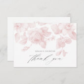 エレガントフローラスクリプトピンク赤ちゃんシャワー サンキューカード (正面/裏面)
