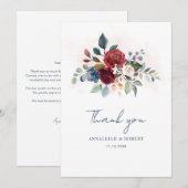 エレガントフローラスクリプト開花結婚の サンキューカード (正面/裏面)