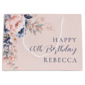 エレガントフローラスクリプト60誕生日カスタム ラージペーパーバッグ (正面)