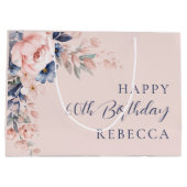 エレガントフローラスクリプト60誕生日カスタム ラージペーパーバッグ (裏面)