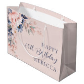 エレガントフローラスクリプト60誕生日カスタム ラージペーパーバッグ (裏面アングル)