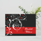 エレガントフローラスクロール葉が黒結婚色 招待状 (スタンド正面)