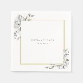 エレガントフローラスケッチ金ゴールドフレ素朴結婚ーム スタンダードカクテルナプキン