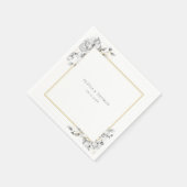 エレガントフローラスケッチ金ゴールドフレ素朴結婚ーム スタンダードカクテルナプキン (角)