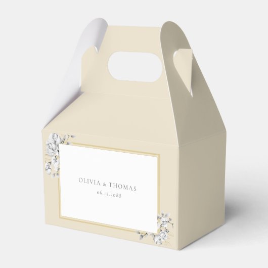 エレガントフローラスケッチ金ゴールドフレ素朴結婚ーム フェイバーボックス (正面サイド)