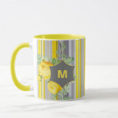 エレガントフローラスティップサニーイエローグレーモノグラム マグカップ (左)