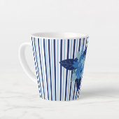 エレガントフローラストライプ単色ブルー カフェラテマグ (左アングル)