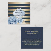 エレガントフローラストライプ金ゴールド スクエア名刺 (正面/裏面)