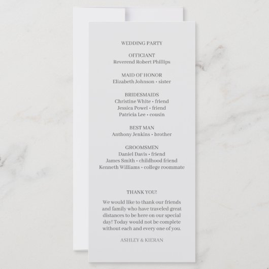 エレガントフローラスモークグレー結婚式 プログラム (裏面)