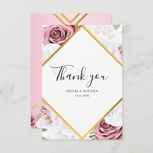 エレガントフローラス結婚クリプト サンキューカード (正面/裏面)