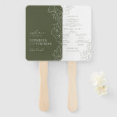 エレガントフローラセージのグリーンウェディングプログラム ハンドファン (正面&裏面)