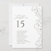 エレガントフローラセージ緑の表の座席表 招待状 (正面)