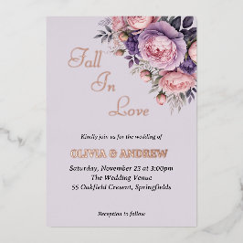 エレガントフローラソフトパステル結婚カラー 箔招待状