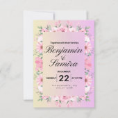 エレガントフローラソフトピンクパステル結婚式招待状 招待状 (正面)