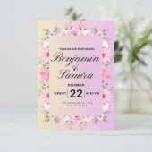 エレガントフローラソフトピンクパステル結婚式招待状 招待状 (スタンド正面)