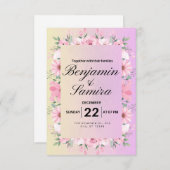 エレガントフローラソフトピンクパステル結婚式招待状 招待状 (正面/裏面)