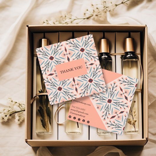 エレガントフローラタイルのジオメトリ順序ありがとう スクエア名刺