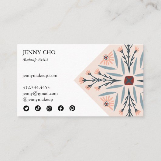 エレガントフローラタイル幾何ピンク感謝してい順Yo 名刺 (正面)