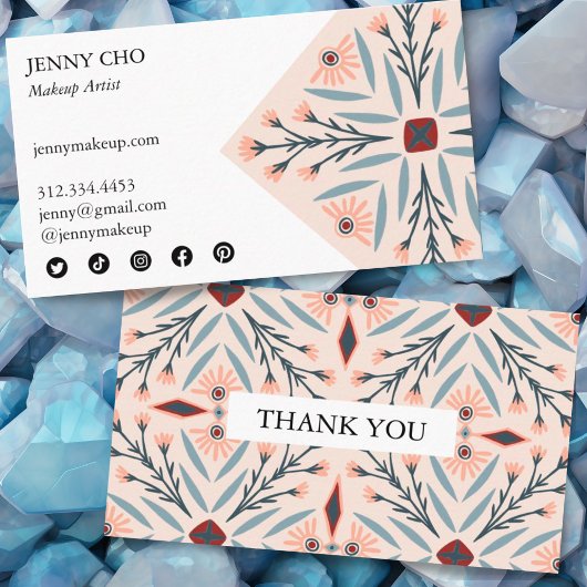 エレガントフローラタイル幾何ピンク感謝してい順Yo 名刺