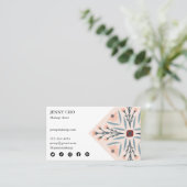 エレガントフローラタイル幾何ピンク美しい 名刺 (スタンド正面)