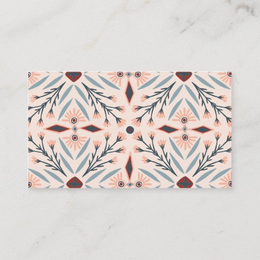 エレガントフローラタイル幾何ピンク美しい 名刺 (裏面)