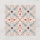 エレガントフローラタイル幾何学的ピンクブルー スクエア名刺 (裏面)