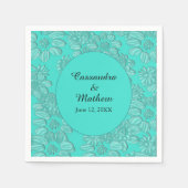 エレガントフローラターコイズの結婚デイジー スタンダードカクテルナプキン (正面)