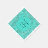 エレガントフローラターコイズの結婚デイジー スタンダードカクテルナプキン (角)