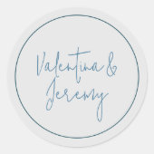 エレガントフローラダスティブルーティール(緑がかった色)結婚花 ラウンドシール (正面)