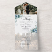 エレガントフローラダスティブルー写真RSVP結婚のAll I オールインワン招待状 (内側)