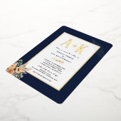 エレガントフローラダークブルー5" x 7"フォイル招待状 箔招待状 (回転した状態)