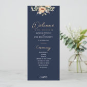 エレガントフローラダークブルー、結婚式 プログラム (スタンド正面)